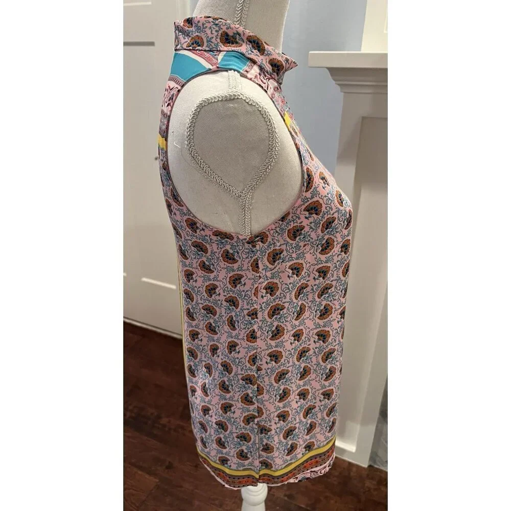 Super Cute and Lightweight Gianni Bini High Neck Colorful Sleeveless Top XS